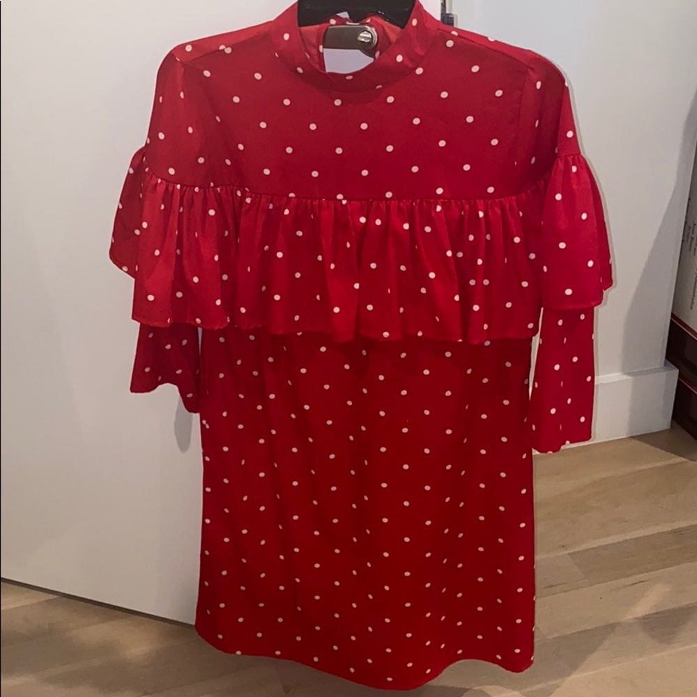 Red polkadot ruffle dress